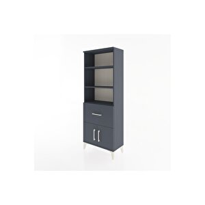 Arges Dolap 3 Raflı Tek Çekmeceli 2 Kapaklı 60x30x163 Antrasit-antrasit
