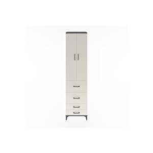 Hyperion Dolap 4 Raflı 4 Çekmeceli 2 Kapaklı 60x44x243 Antrasit-aytaşı