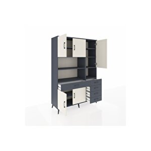 Hyperion Dolap 9 Raflı 5 Çekmeceli 5 Kapaklı 132x44x195 Antrasit-aytaşı/antrasit