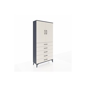 Arges Dolap 3 Raflı 5 Çekmeceli 2 Kapaklı 88x30x182 Antrasit-aytaşı