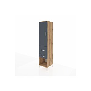 Hyperion Dolap Tek Raflı 2 Çekmeceli Tek Askılı 44x44x195 Çam-antrasit