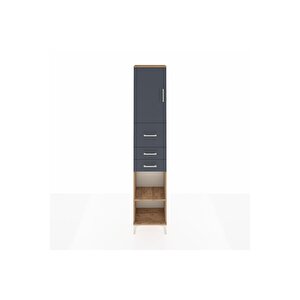 Arges Dolap 3 Raflı 3 Çekmeceli Tek Kapaklı 44x30x221 Çam-antrasit