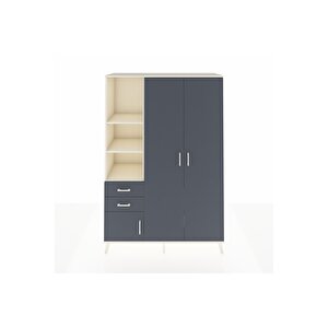 Hyperion Gardrop 5 Raflı 2 Çekmeceli Tek Askılı 132x44x195 Aytaşı-antrasit