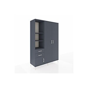 Hyperion Gardrop 5 Raflı 2 Çekmeceli Tek Askılı 132x44x195 Antrasit-antrasit