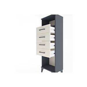Arges Dolap Tek Raflı 4 Çekmeceli 44x30x134 Antrasit-aytaşı