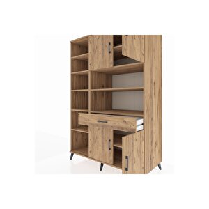 Kronos Dolap 10 Raflı Tek Çekmeceli 4 Kapaklı 132x59x195 Çam-çam/çam