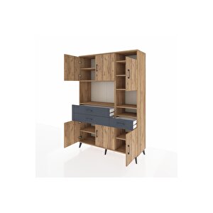 Hyperion Dolap 10 Raflı 3 Çekmeceli 6 Kapaklı 132x44x195 Çam-çam/antrasit