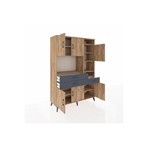 Hyperion Dolap 10 Raflı 3 Çekmeceli 6 Kapaklı 132x44x195 Çam-çam/antrasit