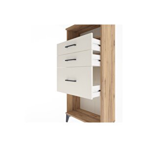 Arges Dolap Tek Raflı 3 Çekmeceli 60x30x134 Çam-aytaşı