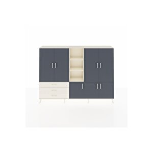 Arges Dolap 11 Raflı 3 Çekmeceli 7 Kapaklı 220x30x163 Aytaşı-antrasit/aytaşı