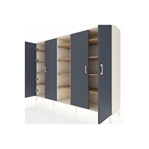 Hyperion Dolap 12 Raflı 4 Kapaklı 220x44x163 Aytaşı-antrasit/çam