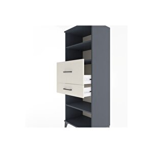 Hyperion Dolap 3 Raflı 2 Çekmeceli 60x44x163 Antrasit-aytaşı