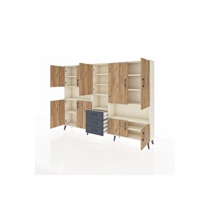 Arges Dolap 13 Raflı 3 Çekmeceli 9 Kapaklı 220x30x163 Aytaşı-çam/antrasit