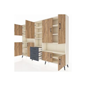 Arges Dolap 13 Raflı 3 Çekmeceli 9 Kapaklı 220x30x163 Aytaşı-çam/antrasit