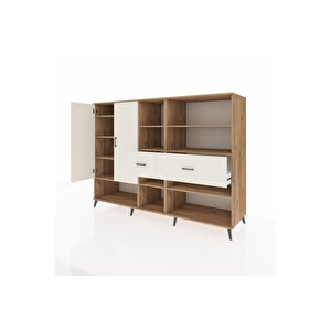 Kronos Dolap 10 Raflı 2 Çekmeceli 2 Kapaklı 220x59x163 Çam-aytaşı