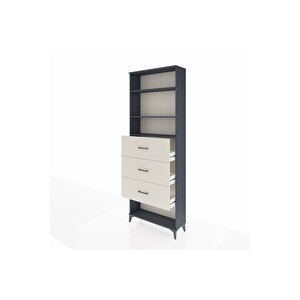 Arges Dolap 3 Raflı 3 Çekmeceli 88x30x243 Antrasit-aytaşı