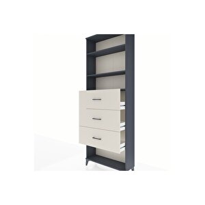 Arges Dolap 3 Raflı 3 Çekmeceli 88x30x243 Antrasit-aytaşı