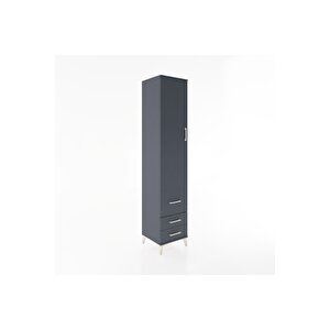 Hyperion Dolap 2 Raflı 3 Çekmeceli Tek Askılı 44x44x221 Antrasit-antrasit