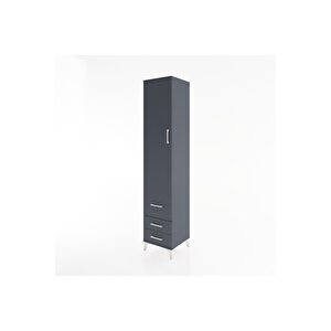 Hyperion Dolap 2 Raflı 3 Çekmeceli Tek Askılı 44x44x221 Antrasit-antrasit