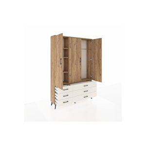 Arges Dolap 5 Raflı 6 Çekmeceli Tek Askılı 132x30x195 Çam-çam/aytaşı