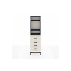 Arges Dolap 3 Raflı 5 Çekmeceli 60x30x221 Antrasit-aytaşı