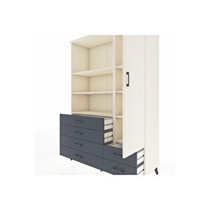 Hyperion Dolap 7 Raflı 6 Çekmeceli Tek Kapaklı  132x44x195 Aytaşı-aytaşı/antrasit