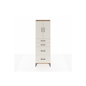 Arges Dolap 2 Raflı 4 Çekmeceli 2 Kapaklı 60x30x182 Çam-aytaşı