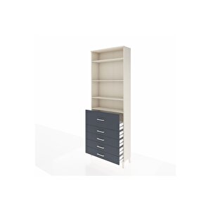 Arges Dolap 4 Raflı 5 Çekmeceli 88x30x243 Aytaşı-antrasit