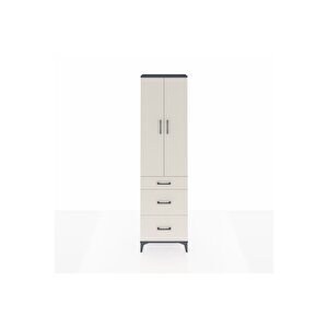 Arges Dolap 3 Raflı 3 Çekmeceli 2 Kapaklı 60x30x221 Antrasit-aytaşı