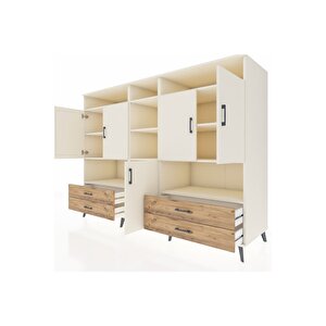 Kronos Dolap 12 Raflı 4 Çekmeceli 5 Kapaklı 220x59x163 Aytaşı-aytaşı/çam