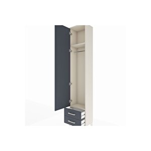 Arges Dolap 2 Raflı 2 Çekmeceli Tek Askılı 44x30x221 Aytaşı-antrasit