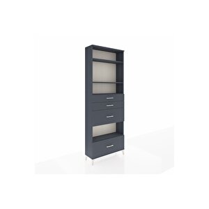 Arges Dolap 4 Raflı 4 Çekmeceli 88x30x243 Antrasit-antrasit