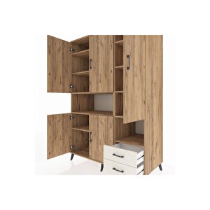 Kronos Dolap 10 Raflı 2 Çekmeceli 5 Kapaklı 132x59x195 Çam-çam/aytaşı