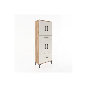 Arges Dolap 4 Raflı 2 Çekmeceli 4 Kapaklı 60x30x163 Çam-aytaşı