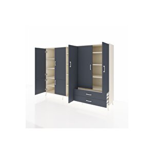 Hyperion Dolap 12 Raflı 2 Çekmeceli 7 Kapaklı 220x44x163 Aytaşı-antrasit