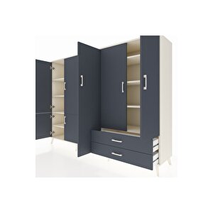 Hyperion Dolap 12 Raflı 2 Çekmeceli 7 Kapaklı 220x44x163 Aytaşı-antrasit