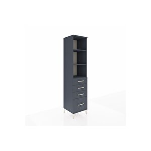 Hyperion Dolap 3 Raflı 4 Çekmeceli 44x44x195 Antrasit-antrasit