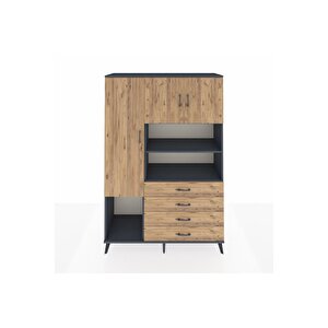 Hyperion Gardrop 7 Raflı 4 Çekmeceli 3 Kapaklı 132x44x195 Antrasit-çam