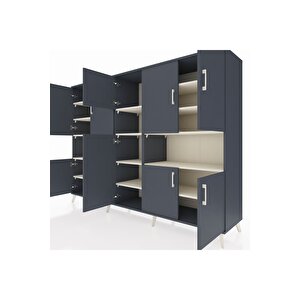 Hyperion Dolap 14 Raflı 10 Kapaklı 220x44x163 Antrasit-antrasit/aytaşı