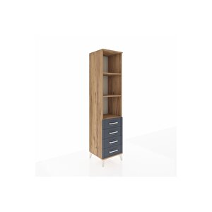Hyperion Dolap 3 Raflı 4 Çekmeceli 44x44x195 Çam-antrasit
