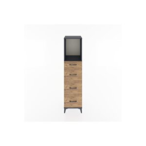 Hyperion Dolap Tek Raflı 4 Çekmeceli 44x44x182 Antrasit-çam