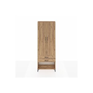 Arges Dolap 2 Raflı 2 Çekmeceli Tek Askılı 88x30x243 Çam-çam