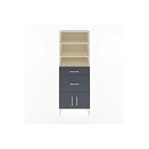 Hyperion Dolap 3 Raflı 2 Çekmeceli 2 Kapaklı 60x44x163 Aytaşı-antrasit