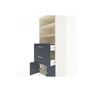 Hyperion Dolap 3 Raflı 2 Çekmeceli 2 Kapaklı 60x44x163 Aytaşı-antrasit