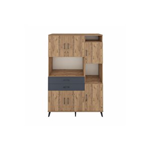 Hyperion Dolap 9 Raflı 2 Çekmeceli 6 Kapaklı 132x44x195 Çam-çam/antrasit