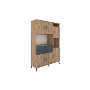 Hyperion Dolap 9 Raflı 2 Çekmeceli 6 Kapaklı 132x44x195 Çam-çam/antrasit