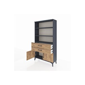 Arges Dolap 3 Raflı 2 Çekmeceli 2 Kapaklı 88x30x163 Antrasit-çam