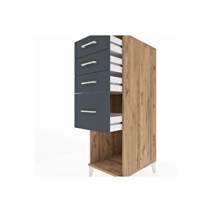 Kronos Dolap 4 Çekmeceli 44x59x134 Çam-antrasit