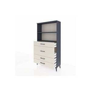 Arges Dolap 2 Raflı 4 Çekmeceli 88x30x163 Antrasit-aytaşı