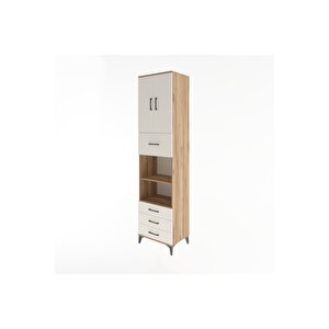 Hyperion Dolap 4 Raflı 4 Çekmeceli 2 Kapaklı 60x44x243 Çam-aytaşı